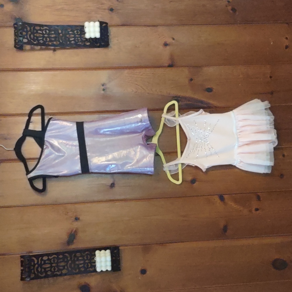 Justice Iridescent Purple 5/6 and Cat&Jack Pink Dance Leotard 6 EUC Girls